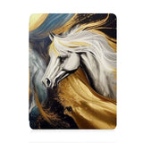 front view of personalized iPad case with pencil holder and Horses design