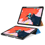 movie and keyboard stand view of personalized iPad case with pencil holder and US Famous Attractions design - swap