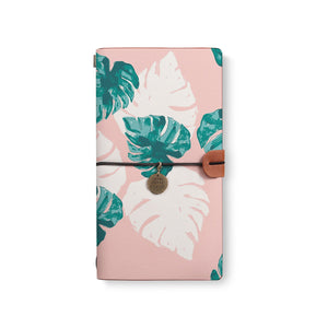 the front top view of midori style traveler's notebook with Pink Flower 2 design